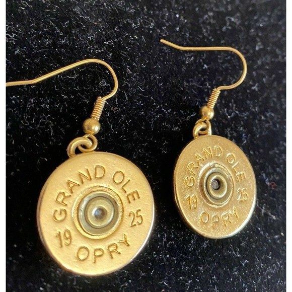Lizzy Js Brass Shotgun Shell Earrings Grand Ole Opry Album/CD Unique - Picture 6 of 7